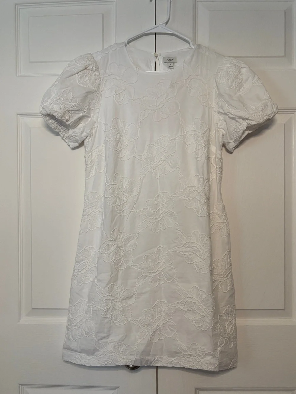 J.CREW Women’s White Cotton Embroidered Floral Shift Dress Size 4 NWT $148 MSRP